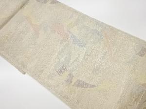 リサイクル　未使用品　姫野織物製　 紗 笹に短冊模様織出し袋帯（未仕立て）